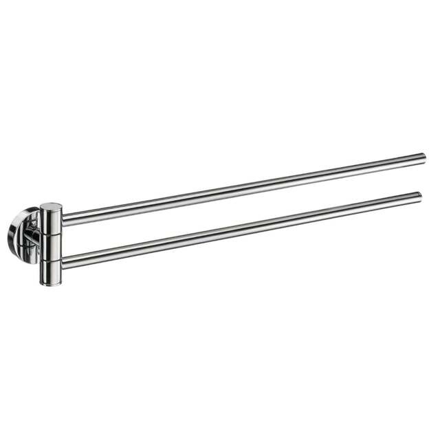 "Rackhams Polished Chrome Swing Arm Double Towel Rail 44cm/17.3"" Wall Mounted with Concealed Screws Bathroom Towel Holder"