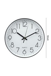 Rackhams 12-Inch Minimalist Wall Clock with Arabic Numerals - White - thumbnail 3