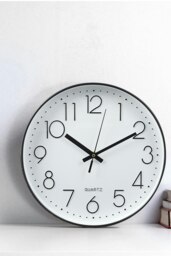 Rackhams 12-Inch Minimalist Wall Clock with Arabic Numerals - White - thumbnail 2