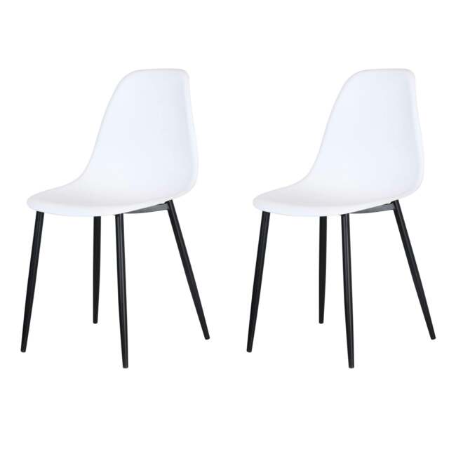 Rackhams Pair of Aspen Curve Modern Dining Chairs - White - image 1
