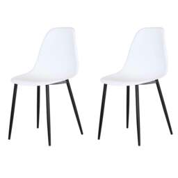 Rackhams Pair of Aspen Curve Modern Dining Chairs - White