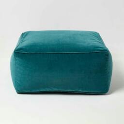 Rackhams Velvet Pouffe Bean Cube - Orange - thumbnail 6
