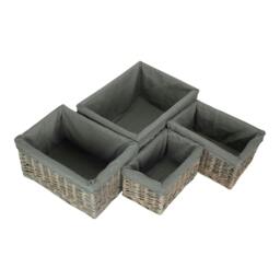 Rackhams Grey Wash Grey Cotton Lined Willow Storage Baskets - Large - wicker - Grey - thumbnail 3
