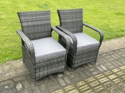 Rackhams 4 Seater Rattan Garden Furniture Set with Gas Fire Pit Dining Table and 4 Dining Chairs - Dark Grey - thumbnail 4