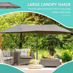 Rackhams Double Canopy Offset Parasol Umbrella Garden Shade Steel Canopy Brown - Grey - 270cm x 440cm x 250cm - thumbnail 4