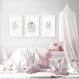 Rackhams Nursery Paintings - Set of 3 wall art prints - 20 x 30 in / 50 x 76 cm - Matte Museum Quality Art Paper 290 gsm - Black Frame - thumbnail 5
