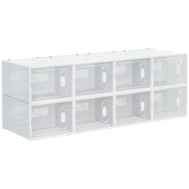 Rackhams 8PCS Clear Shoe Box, Plastic Stackable Shoe Storage Box for UK/EU Size up to 12/46 with Magnetic Door for Women/Men, 28 x 36 x 21 cm - image 1