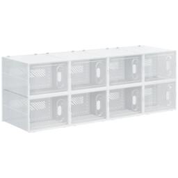 Rackhams 8PCS Clear Shoe Box, Plastic Stackable Shoe Storage Box for UK/EU Size up to 12/46 with Magnetic Door for Women/Men, 28 x 36 x 21 cm - thumbnail 1