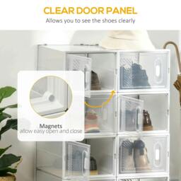 Rackhams 8PCS Clear Shoe Box, Plastic Stackable Shoe Storage Box for UK/EU Size up to 12/46 with Magnetic Door for Women/Men, 28 x 36 x 21 cm - thumbnail 6