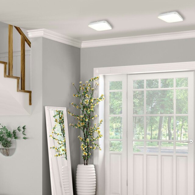 Rackhams Ajax Modern LED 26CM Ceiling Lamp In Cool White With Chrome Detail With Long Life Low Energy Light Source 11W(66W) - image 1