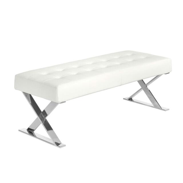 Rackhams White Leatherette Bench 5001 - image 1