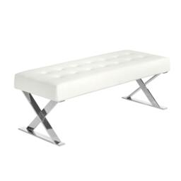 Rackhams White Leatherette Bench 5001 - thumbnail 1