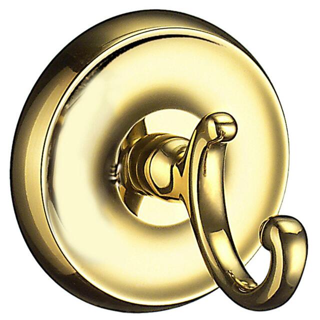 Rackhams Single Polished Brass Towel Hook (70mm) Wall Mounted Bathroom Storage Square Robe Hooks Clothes Hanger Coat Peg - image 1