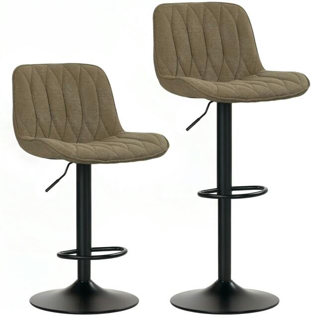 Rackhams Set of Two Linen-Look Bar Stools - Brown