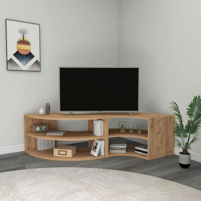 Rackhams Melitta Corner TV Stand with Shelving Unit - Atlantic Pine - image 1