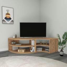 Rackhams Melitta Corner TV Stand with Shelving Unit - Atlantic Pine
