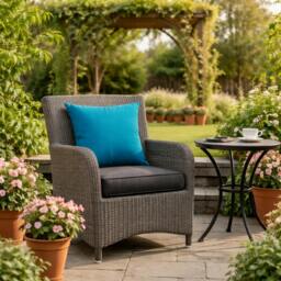 "Rackhams Scatter Cushions Polyester 45cm x 45cm (18""x18"") – Outdoor Garden Sofa Cushions - UK Made - TURQUIOSE" - thumbnail 1
