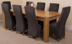Rackhams Kuba Extra Large Oak Dining Table with Lola Fabric Chairs - 6 chairs - Black - thumbnail 3