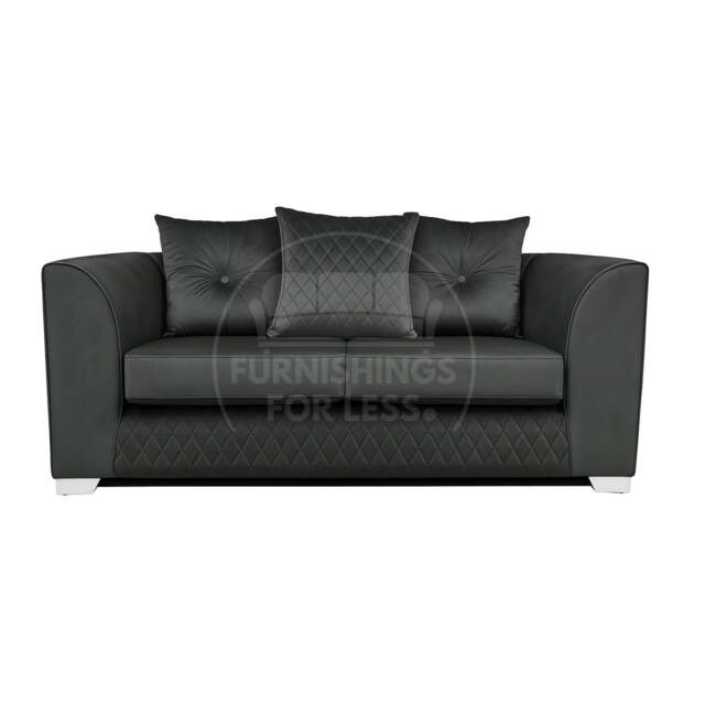 Rackhams Victoria Plush Velvet 2 Seater Sofa - Black - image 1