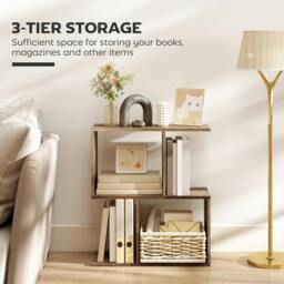 Rackhams Side Table, Narrow End Table with Storage Shelves - Oak - 50W x 19.5D x 58H cm - thumbnail 5