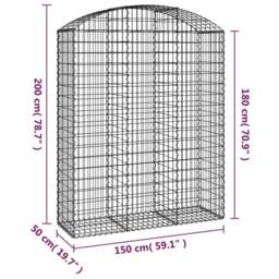 Rackhams Arched Gabion Basket 150x50x180/200 cm Galvanised Iron - thumbnail 5