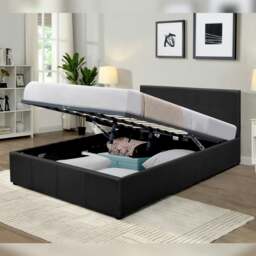 Rackhams Prado Faux Leather Ottoman Bed Frame - Chocolate - 5ft - thumbnail 2