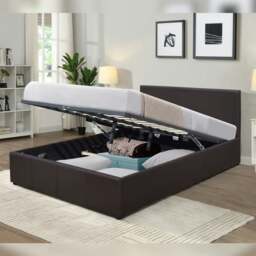 Rackhams Prado Faux Leather Ottoman Bed Frame - Chocolate - 5ft