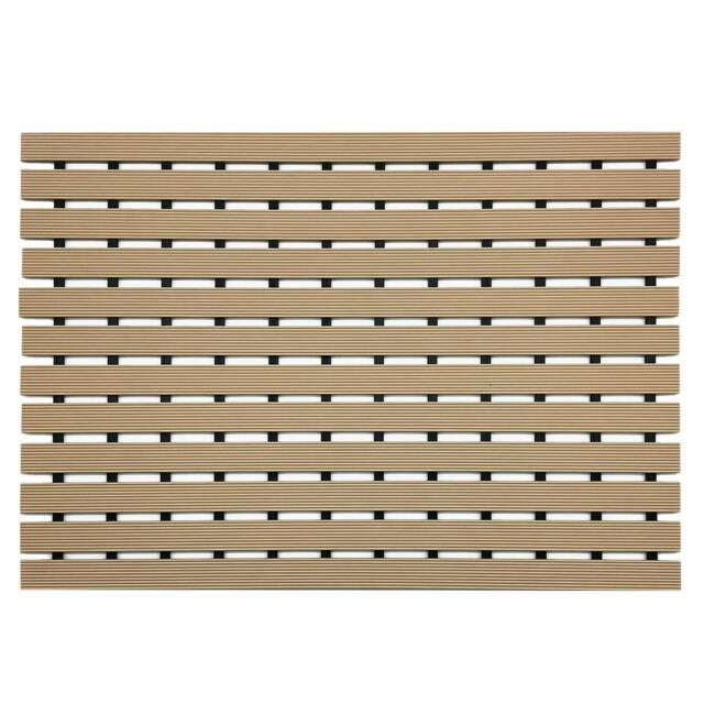Rackhams Non-Slip PVC Duckboard Shower Mat - 61cm x 43cm - Beige - image 1