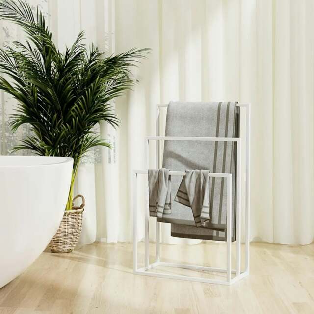 Rackhams Freestanding Towel Rack White 48x24x79 cm Iron