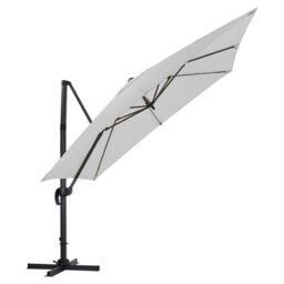 Rackhams 3 x 3 m Square Cantilever Parasol Light Grey Outdoor Hanging Umbrella for Garden and Patio - Parasol + Cross Base + Square Water Tank - Khaki - thumbnail 5