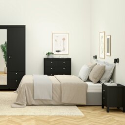 Rackhams Madrid Bedside Table 2 drawers in Matt Black - Black - Manufactured wood - 1 - thumbnail 6