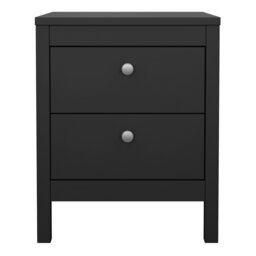 Rackhams Madrid Bedside Table 2 drawers in Matt Black - Black - Manufactured wood - 1 - thumbnail 2