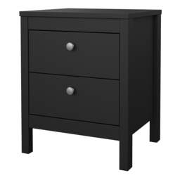 Rackhams Madrid Bedside Table 2 drawers in Matt Black - Black - Manufactured wood - 1 - thumbnail 3