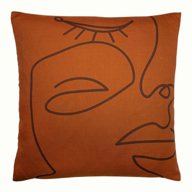 Rackhams Karma Abstract Cushion Cover - Orange/Brown - 50cm x 50cm - Orange/Brown - 100% Polyester - image 1