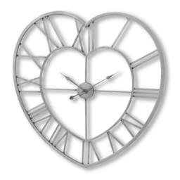 Rackhams Metal Frame Heart Clock - Silver - One Size - Silver - 100% Metal - thumbnail 1