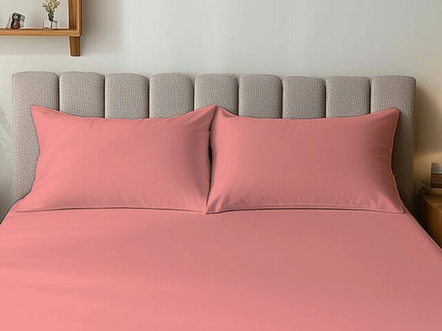 Rackhams Microfibre Soft Touch Plain Dyed Housewife Pillowcase Pair - Pink - image 1