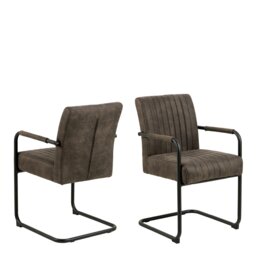 Rackhams Adele Dining Chair in Grey Fabric Set of 2 - 1