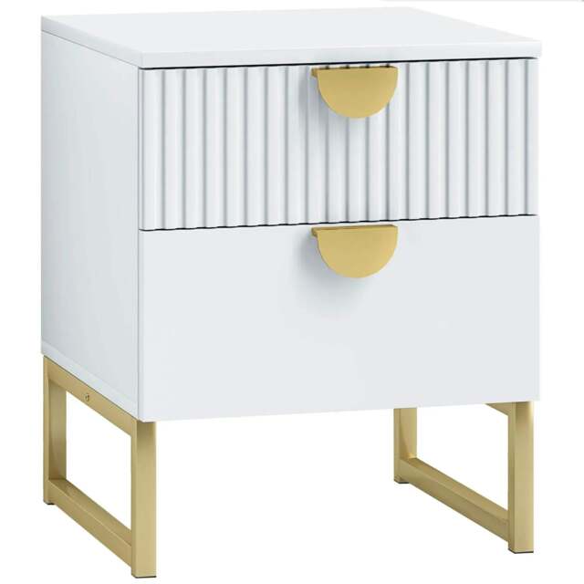Rackhams Elegant Two-Drawer Bedside Table - White