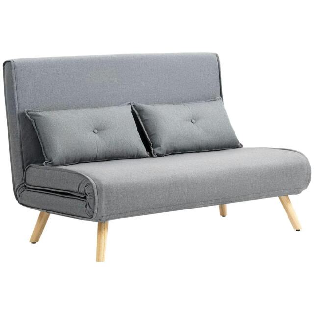 Rackhams Two-Seater Linen-Look Sofa Bed - Grey