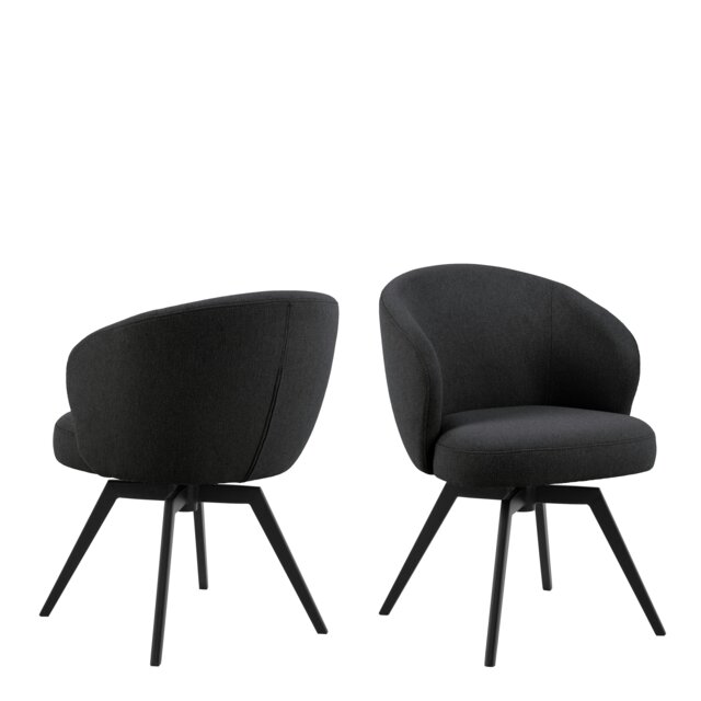 Rackhams Darlene Dining Chair with Armrest and Swivel Function in Black - 1 - image 1