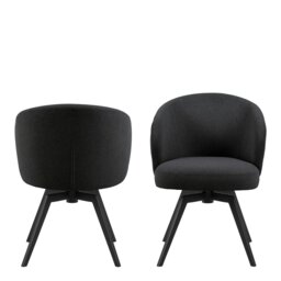 Rackhams Darlene Dining Chair with Armrest and Swivel Function in Black - 1 - thumbnail 2
