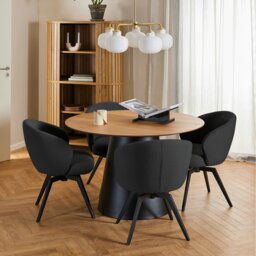 Rackhams Darlene Dining Chair with Armrest and Swivel Function in Black - 1 - thumbnail 5