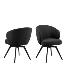 Rackhams Darlene Dining Chair with Armrest and Swivel Function in Black - 1