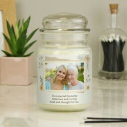 Rackhams Personalised Wild Flowers Photo Upload Large Candle Jar - thumbnail 1