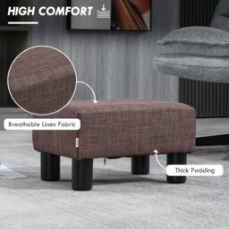 Rackhams Chic Linen/PU Footstool Ottoman Cube with 4 Plastic Legs - Grey - Polyester - 40cm x 30cm x 24cm - thumbnail 5