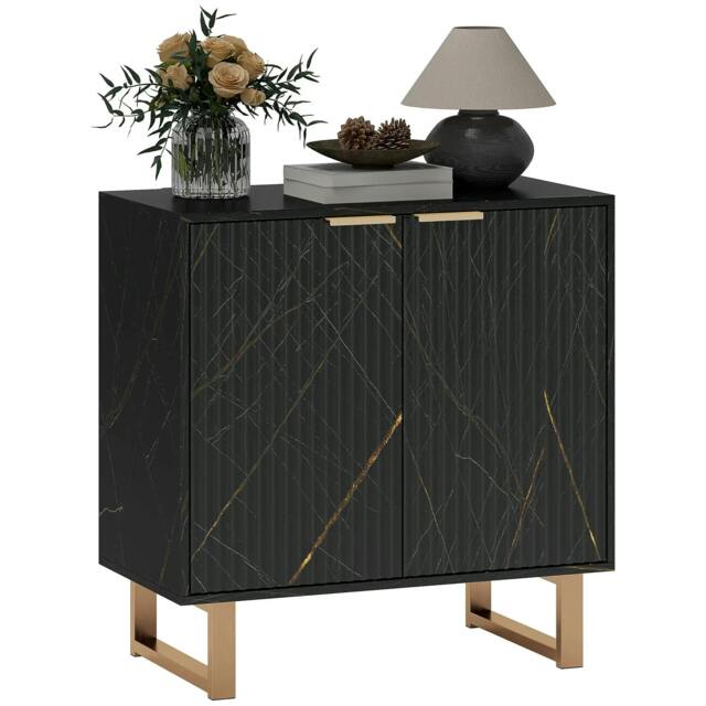 Rackhams Elegant Storage Sideboard - Black/Gold-Tone
