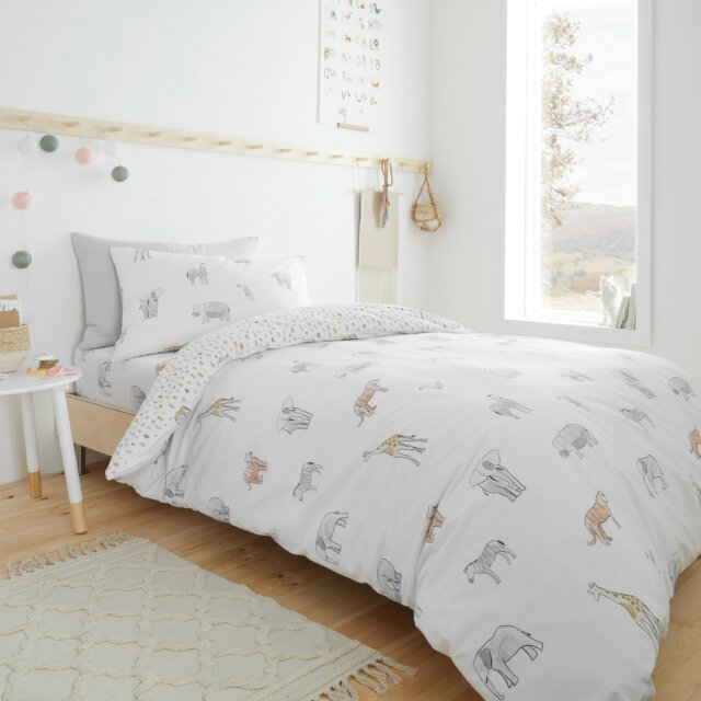 Rackhams Zoo Animals Cotton Reversible Duvet Cover Set - Single - image 1