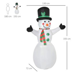 Rackhams 6.5ft Inflatable Snowman Xmas Airblown Holiday Decoration Outdoor - thumbnail 6