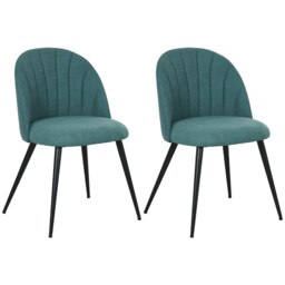 Rackhams Set of 2 Dining Chairs with Shell Backrest and Padded Seat Blue - Green