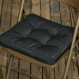 Rackhams Set of 4 Garden Seat Cushion with Ties, 42 x 42cm Replacement Dining Chair Seat Pad, Black - thumbnail 6